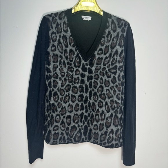 Sonia Rykiel Paris Leopard V neck Wool & Mohair sweater size 42 Luxury designer - Picture 4 of 7